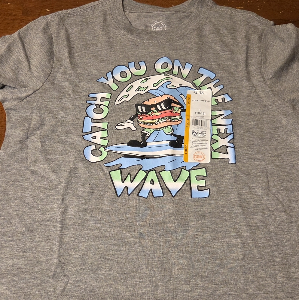 Wonder Nation Gray Tee with Colorful Graphic